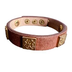 Rustic Cuff Brown and Gold Leather Adjustable Bracelet